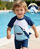 Mark & Mia Half Raglan Sleeves Two Piece Swimsuit with Sea Life Theme Print - Navy Blue
