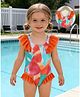 Mark & Mia Sleeveless Printed V Cut Swimsuit - Orange