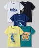 Pine Kids Cotton Knit T-Shirts Half Sleeves Round Neck Graphic Multi Colors 4-5 Years Pack of 5