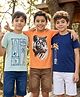 Pine Kids Cotton Knit Half Sleeves T-Shirts with Tiger & Tree Print Pack of 3 - Multicolour