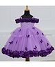 Li&Li BOUTIQUE Net Woven Cold Shoulder Pearl Embellished Floral & Butterfly Applique Detailed Dress - Purple & Lavender