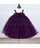 Li&Li BOUTIQUE Net Woven Sleeveless Floral Applique Detailed Dress - Purple