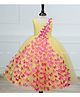 Li&Li BOUTIQUE Net Woven Sleeveless Pearl Embellished Butterfly Applique Detailed Dress-Yellow & Pink