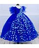 Li&Li BOUTIQUE Net Woven Half Frilled Sleeves Pearl Embellished Butterfly Applique Detailed Dress - Royal Blue & Sky Blue