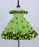 Li&Li BOUTIQUE Net Woven Cold Shoulder Pearl Embellished Floral & Butterfly Applique Detailed Dress - Green Glow & Pea Green