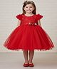 Li&Li BOUTIQUE Net Woven Cap Sleeves Sequins Embellished Floral Embroidered & Applique Detailed Dress - Ruby Red