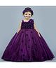 Li&Li BOUTIQUE Net Woven Sleeveless Floral Applique Detailed Gown - Purple