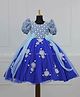 Li&Li BOUTIQUE Net Woven Half Puffed Sleeves Sequins Embellished Floral Applique Detailed Gown - Powder Blue & Royal Blue