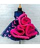 Li&Li BOUTIQUE Net Woven Sleeveless Pearls Embellished Butterfly Applique Detailed Gown - Navy Blue & Rani Pink
