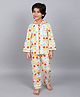 Little Clothing Cotton Woven Full Sleeves Smiley Printed Coordinating Night Suit Set - Multi Colour