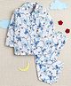 Little Clothing Cotton Woven Full Sleeves Bow Printed Coordinating Night Suit Set - White