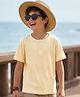Pine Kids Cotton Knit Half Sleeves Solid T-Shirt - Off White