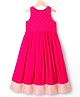 Pine Kids Viscose Woven Sleeveless Floral Foil Printed Ethnic Dress - Dark Pink