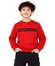 Superminis Cotton Blend Woven  Full Sleeves Typography Printed Light Winter Sweatshirt - Red