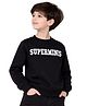 Superminis Cotton Blend Woven  Full Sleeves Typography Printed Light Winter Sweatshirt - Black