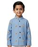 Snowflakes Cotton Woven  Full Sleeves Gingerbread Man Printed Shirt - Blue