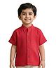 Snowflakes Cotton Woven Half Sleeves Solid Shirt - Red