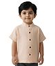 Snowflakes Cotton Woven Half Sleeves Solid Shirt - Beige