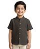 Snowflakes Cotton Woven Half Sleeves Solid Shirt - Charcoal Grey