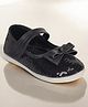 Lil Lollipop Sequin Embellished  Bow Applique Detailed Velcro Closure Mary Jane Ballerinas - Black