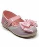 Lil Lollipop Bow Applique Detailed Stones Embellished Velcro Closure Mary Jane Ballerinas - Pink