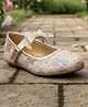 boyz n galz Shimmer & Bow Applique Detailed Floral Designed Velcro Closure Ballerinas - Gold