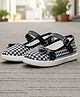 boyz n galz Bow Applique Detailed Hounds tooth Checked Velcro Closure Mary Jane Ballerinas - Black