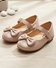 boyz n galz Bow Applique Glitter Detailed Pearl Embellished Velcro Closure Ballerinas - Rose Gold