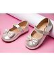 boyz n galz Bow Applique Glitter Detailed Pearl Embellished Velcro Closure Ballerinas - White