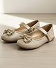 boyz n galz Bow Applique Glitter Detailed Stones Embellished Velcro Closure Ballerinas - Gold