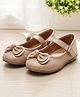 boyz n galz Bow Applique Glitter Detailed Stones Embellished Velcro Closure Ballerinas - Rose Gold