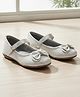 boyz n galz Bow Applique Glitter Detailed Stones Embellished Velcro Closure Ballerinas - White