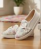 boyz n galz Bow Applique & Floral Detailed Glittered Slip On Shoes - White