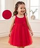 Kookie Kids Woven Sleeveless Party Dress With Floral Applique - Red