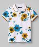 Pine Kids Cotton Knit T-Shirts Floral Print Polo Neck Snow White 6-7 Years