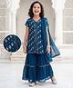 Pine Kids Woven Half Sleeves Kurti Gharara Set with Dupatta & Sequin Detailing - Navy Blue