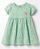 Ollypop Sinker Knit Half Sleeves Frock With Floral Print - Green