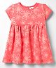Ollypop Sinker Knit Half Sleeves Frock With Floral Print - Peach