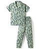 Ollypop Sinker Knit Half Sleeves Shirt & Pyjama Printed Co-ord Night Suit - Green