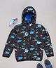 Pantaloons Junior Woven Full Sleeves Space Theme Printed Hooded Jacket - Black