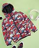 Pantaloons Junior Woven Marvel Avengers Featuring Full Sleeves Spiderman Typography Printed Hooded Jacket - Red
