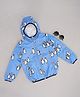 Pantaloons Junior Woven Full Sleeves Penguin Printed Hooded Jacket - Blue