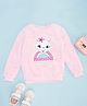 Pantaloons Junior Knit Full Sleeves Kitten Embroidered Light Winter Sweatshirt - Pink