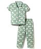 Ollypop Sinker Knit Half Sleeves Co-ords Shirt & Pajama Night Suit with Bunny Print - Green