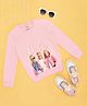 Pantaloons Junior Cotton Knit Mattel Barbie Featuring Full Sleeves Characters Printed Light Winter Sweatshirt - Pink