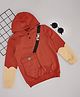 Pantaloons Junior Cotton Knit Full Sleeves Colour Blocked Fox Applique Detailed Light Winter Hoodie - Rust Orange