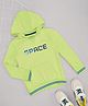Pantaloons Junior Cotton Knit Full Sleeves Space Text Puff Printed Light Winter Hoodie - Limegreen