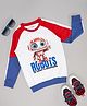 Pantaloons Junior Cotton Knit Full Sleeves Colour Blocked Robot Printed Light Winter Sweatshirt - White