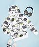 Pantaloons Junior Cotton Knit Full Sleeves Graffiti Style Typography Printed Light Winter Hoodie - White