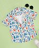 Pantaloons Junior Cotton Knit Half Sleeves Abstract Printed Shirt - White